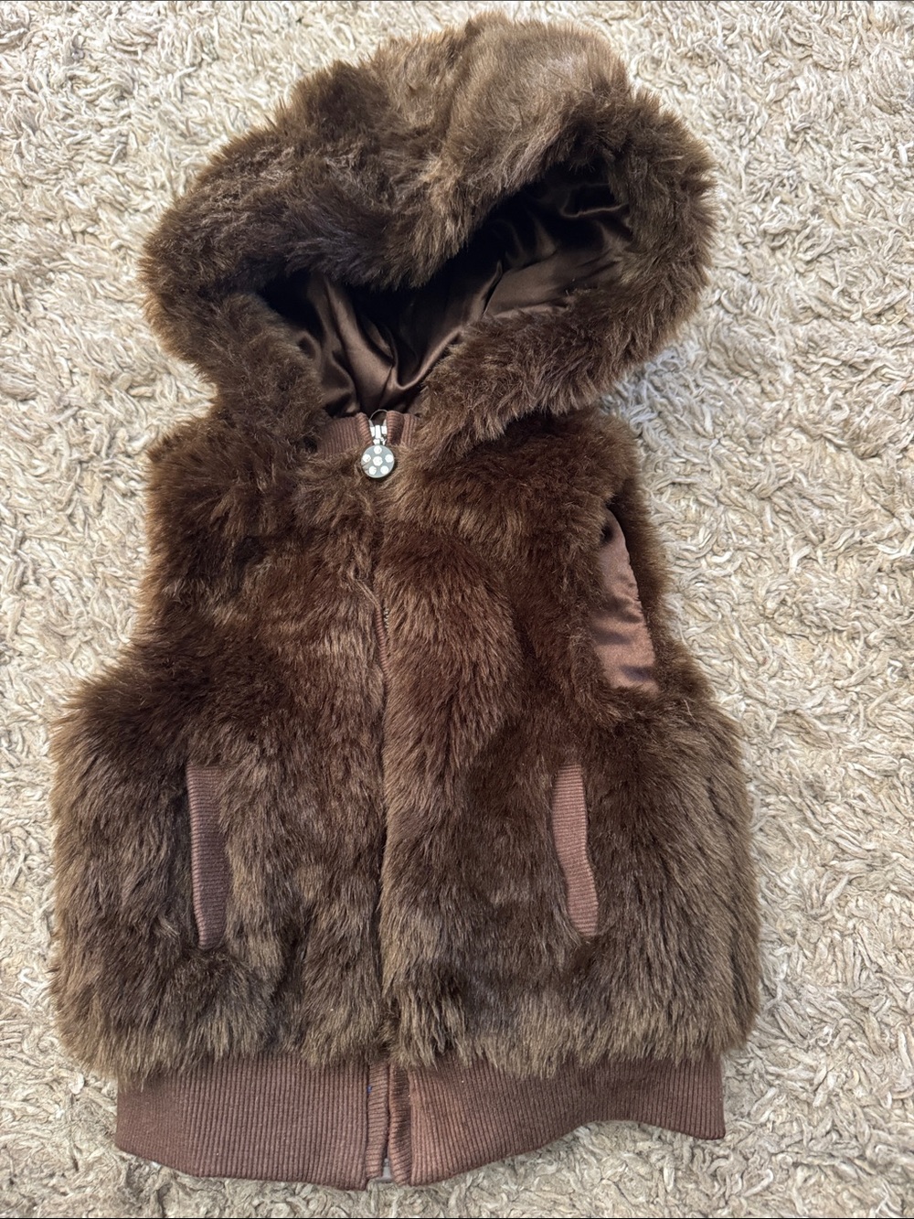 Gymboree Brown Faux Fur Hooded Vest for Kids